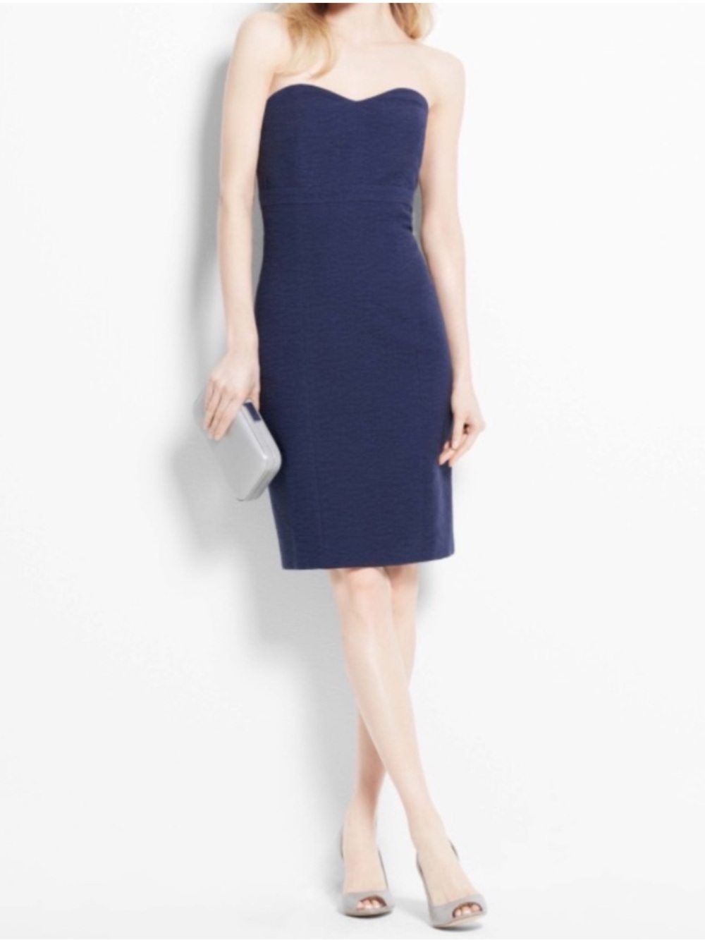 NWT Ann Taylor Navy Blue Strapless Textured Dress Size 8